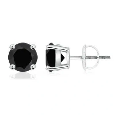 Angara Basket-set Round Black Onyx Stud Earrings