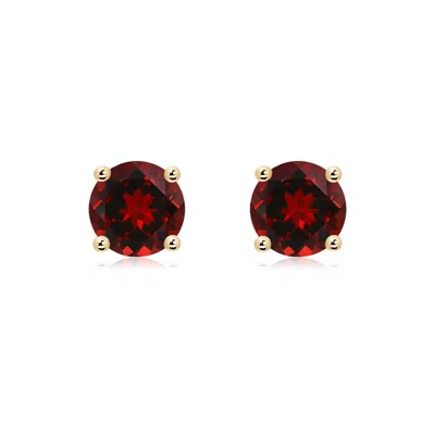 Angara Basket-set Round Garnet Studs In Gold