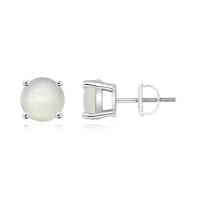 Angara Basket-set Round Moonstone Studs In Metallic