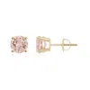 Angara Basket-set Round Morganite Studs In Yellow Gold/peach