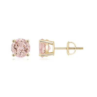 Angara Basket-set Round Morganite Studs In Gold