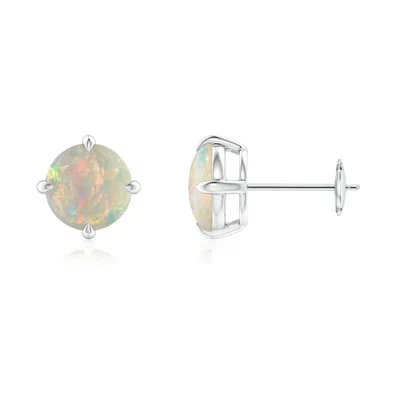 Angara Basket-set Round Opal Stud Earrings In Metallic