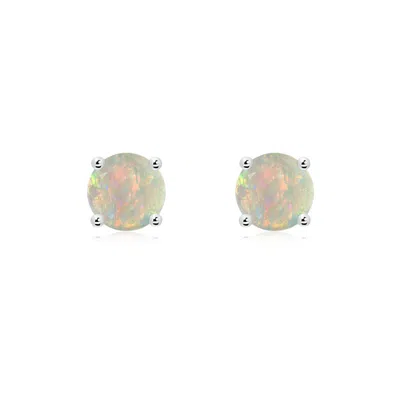 Angara Basket-set Round Opal Studs In Multi