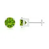 Angara Basket-set Round Peridot Stud Earrings In White Gold/green