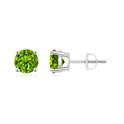 Angara Basket-set Round Peridot Studs In Green