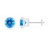 Angara Basket-set Round Swiss Blue Topaz Stud Earrings In White Gold/swiss Blue