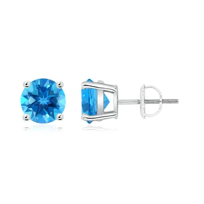 Angara Basket-set Round Swiss Blue Topaz Studs