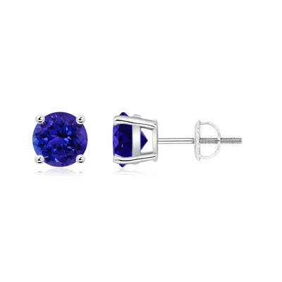 Angara Basket-set Round Tanzanite Studs In Metallic
