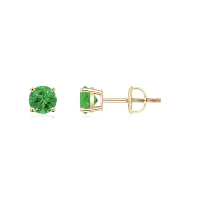 Angara Basket-set Round Tsavorite Studs In Gold