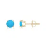 Angara Basket-set Round Turquoise Studs In Yellow Gold/deep Sky Blue