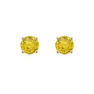Angara Basket-set Round Yellow Sapphire Studs