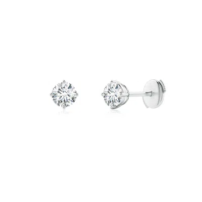 Angara Basket-set Solitaire Diamond Stud Earrings In Metallic