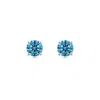 Angara Basket-set Solitaire Fancy Intense Blue Diamond Stud Earrings