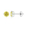 Angara Basket-set Solitaire Lab-grown Fancy Intense Yellow Diamond Stud Earrings In White Gold/fancy Intense