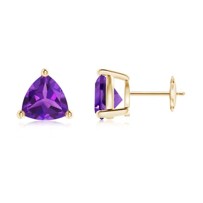Angara Basket-set Trillion Amethyst Stud Earrings In Purple