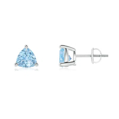 Angara Basket-set Trillion Aquamarine Stud Earrings In Green