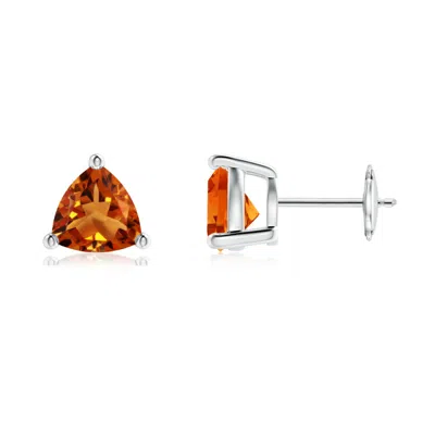 Angara Basket-set Trillion Citrine Stud Earrings In Orange