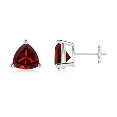 Angara Basket-set Trillion Garnet Stud Earrings In Gray