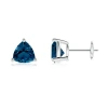 Angara Basket-set Trillion London Blue Topaz Stud Earrings In White Gold/deep Greenish Blue