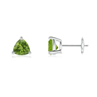 Angara Basket-set Trillion Peridot Stud Earrings In Green