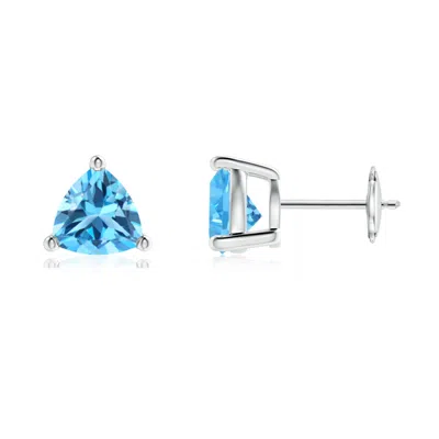 Angara Basket-set Trillion Swiss Blue Topaz Stud Earrings In Gray