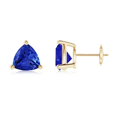Angara Basket-set Trillion Tanzanite Stud Earrings In Green