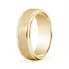 Angara Beveled Edges Brushed Finish Wedding Band For Him In Yellow Gold