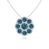 Angara Bezel And Pave Set Round Enhanced Blue Diamond Floral Pendant In White Gold/teal Blue