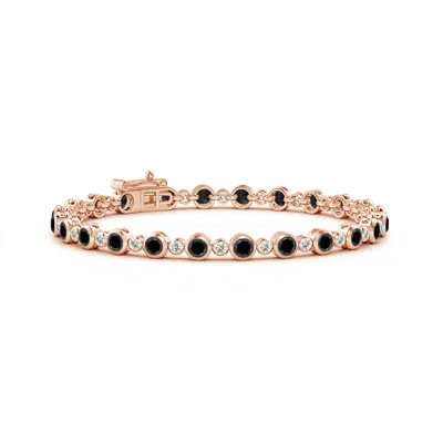 Angara Bezel-set Alternating Enhanced Black & White Diamond Tennis Bracelet In Gold