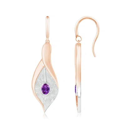 Angara Bezel Set Amethyst Calla Lily Drop Earrings In Gold