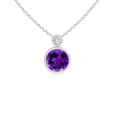 Angara Bezel-set Amethyst Solitaire Pendant With Diamond In Metallic