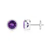 Angara Bezel-set Amethyst Solitaire Stud Earrings In White Gold/dark Purple