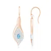 Angara Bezel Set Aquamarine Calla Lily Drop Earrings In Rose & White Gold/swiss Blue