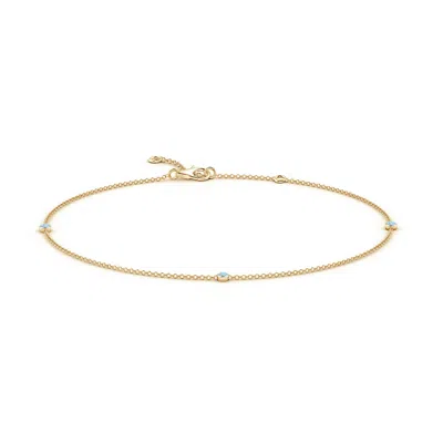 Angara Bezel-set Aquamarine Station Adjustable Ankle Bracelet In Gold