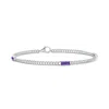 Angara Bezel-set Baguette Amethyst Three Stone Curb Link Chain Bracelet In White Gold/dark Purple
