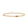 Angara Bezel-set Baguette Citrine Three Stone Curb Link Chain Bracelet In Yellow Gold/deep Golden
