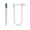 Angara Bezel-set Baguette London Blue Topaz Curb Link Chain Earrings In White Gold/deep Greenish Blue