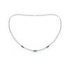 Angara Bezel-set Baguette London Blue Topaz Three Stone Curb Link Chain Necklace In White Gold/greenish Blue
