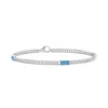 Angara Bezel-set Baguette Swiss Blue Topaz Three Stone Curb Link Chain Bracelet In White Gold/swiss Blue