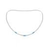 Angara Bezel-set Baguette Swiss Blue Topaz Three Stone Curb Link Chain Necklace In White Gold/light Swiss Blue