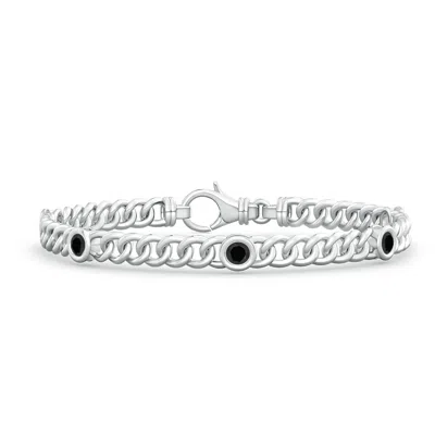 Angara Bezel-set Black Onyx Curb Chain Link Bracelet In Metallic