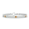 Angara Bezel-set Citrine Curb Chain Link Bracelet In White Gold/golden