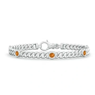 Angara Bezel-set Citrine Curb Chain Link Bracelet In Metallic