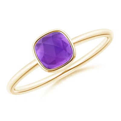 Angara Bezel-set Cushion Amethyst Solitaire Ring In Gold