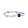 Angara Bezel-set Cushion Lab-grown Blue Sapphire Tennis Bracelet With Diamond Accents