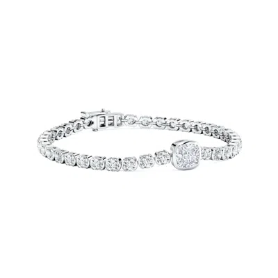 Angara Bezel-set Cushion Lab-grown Diamond Tennis Bracelet