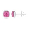 Angara Bezel Set Cushion Pink Tourmaline Solitaire Stud Earrings In White Gold/medium Pink