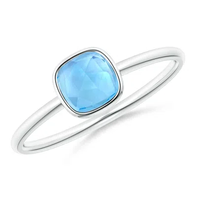 Angara Bezel-set Cushion Swiss Blue Topaz Solitaire Ring In Metallic