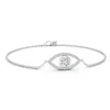 Angara Bezel-set Diamond Evil Eye Bracelet With Accents In White Gold/h