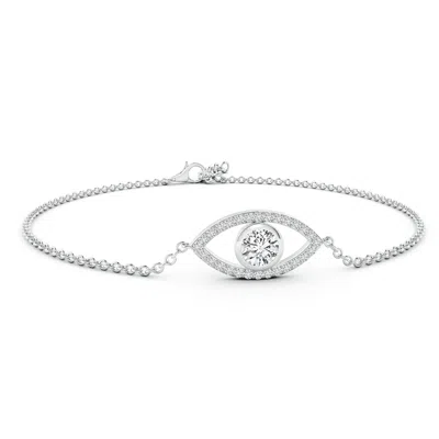 Angara Bezel-set Diamond Evil Eye Bracelet With Accents In Metallic